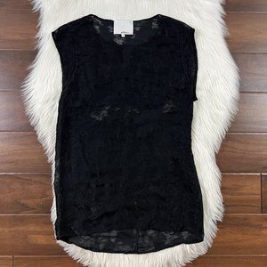 3.1 Phillip Lim Womne's Size‎ 6 Black Sheer Open Back Top Blouse